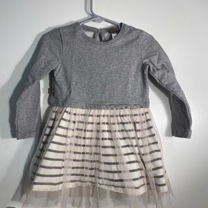 Tea Collection Grey Sweatshirt Dress w/ Pink Tutu
